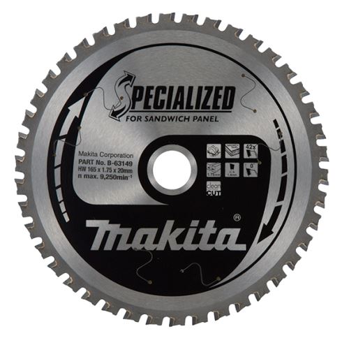 Lame de scie à panneaux sandwich MAKITA SPECIALIZED 165x1,75x20 mm 42 dents B-63149