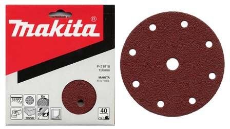 MAKITA papier abrasif Velcro 150 mm 9 trous K240, 10 pcs P-31996