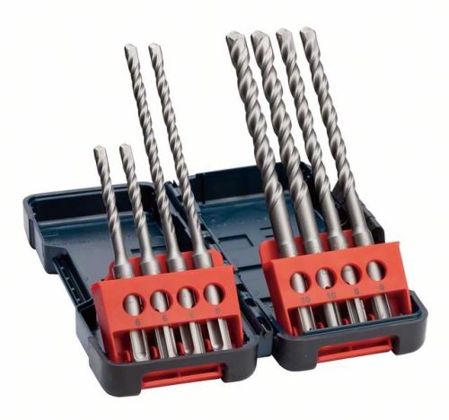 Jeu de 8 marteaux perforateurs BOSCH SDS-Plus-3, boîte rigide 6 x 110 (2x) ; 6x160 (2x); 8x160 (2x); 10x160 (2x)mm 2607019902