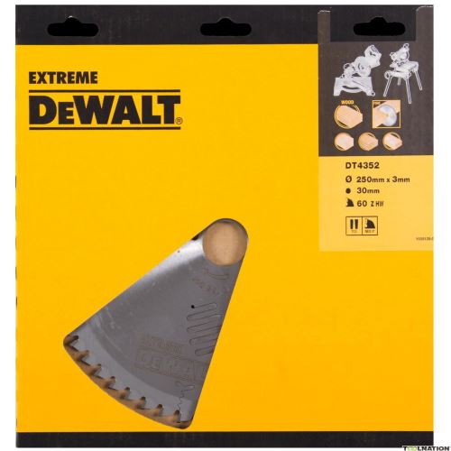 Lame de scie d'atelier DeWALT Extreme 250 x 30 mm, 60 dents DT4352