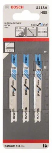 BOSCH Lame de scie pour scie alternative U 118 A Basic for Metal (3 pcs) 2608631511