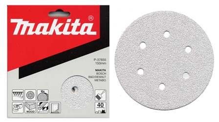 MAKITA papier abrasif Velcro 150 mm 6 trous K120, 10 pcs P-37699