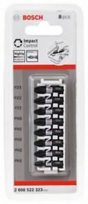 Jeu d'embouts de vis BOSCH Impact Control, 8 pièces, 1×PH1;3×PH2;1×PH3;2×PZ2;1×PZ3 2608522323