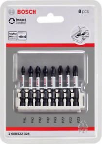 Jeu d'embouts de vis BOSCH Impact Control, 8 pièces, 1×PH1;3×PH2;1×PH3;2×PZ2;1×PZ3 2608522328