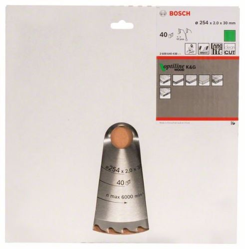 BOSCH Lame de scie Optiline Wood 254 x 30 x 2,0 mm, 40 2608640438