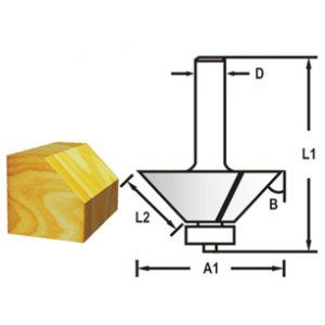 MAKITA Coupe-facettes/bordures avec tige à roulement 8 mm, 30,2x12,7x55 mm D-48670