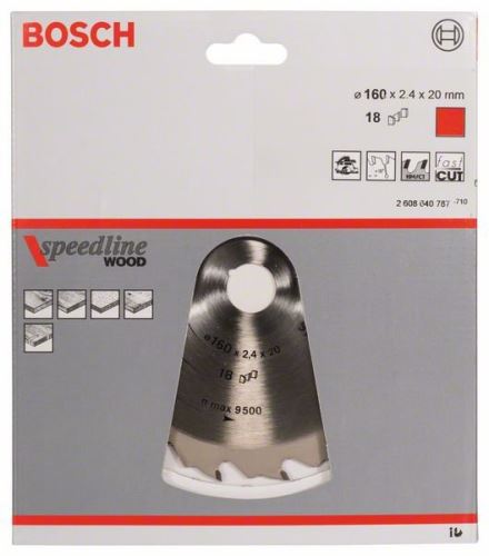 BOSCH Lame de scie Speedline Bois 160 x 20 x 2,2 mm, 18 2608640787