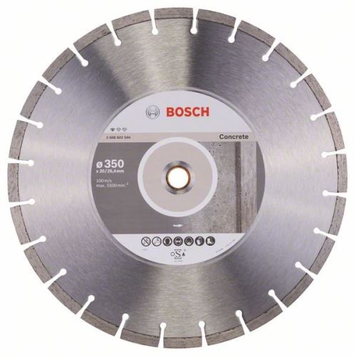 BOSCH Disque à tronçonner diamanté Standard pour Béton 350 x 20/25,40 x 2,8 x 10 mm 2608602544