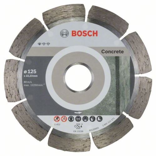 BOSCH Disque à tronçonner diamanté Standard pour Béton 125 x 22,23 x 1,6 x 10 mm (10 pièces) 2608603240