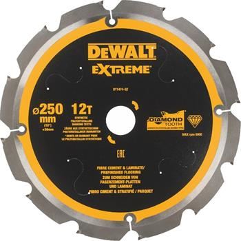 Lame de scie DeWALT pour panneaux en fibrociment et stratifiés, 250 x 30 mm, 12 dents DT1474