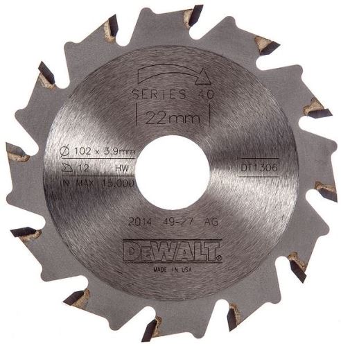 Disque DeWALT (pour raboteuse DW682K) 105 x 22 mm, 12 dents DT1306