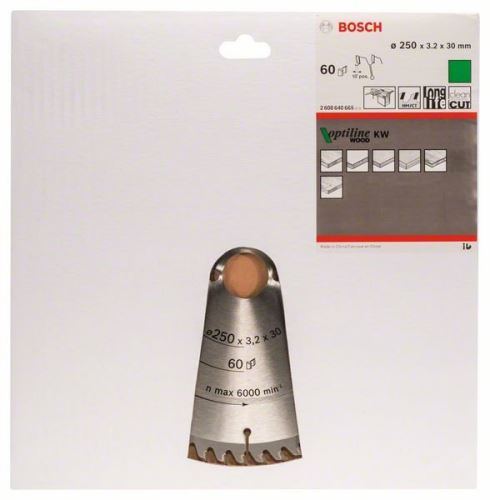 BOSCH Lame de scie Optiline Wood 250 x 30 x 3,2 mm, 60 2608640665