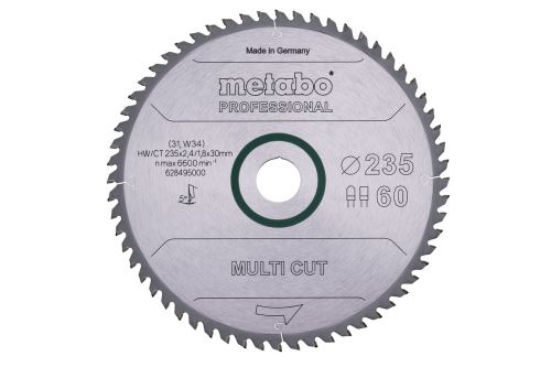 METABO Lame de scie "multi coupe - professionnelle", 235x30 mm, 60 dents, 5° 628495000