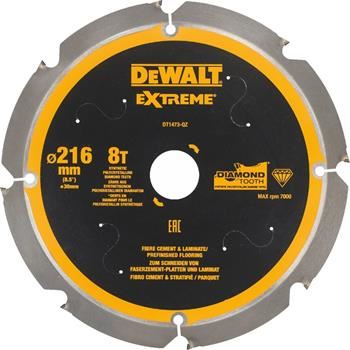 Lame de scie DeWALT pour panneaux en fibrociment et stratifiés, 216 x 30 mm, 8 dents DT1473