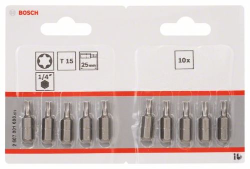 BOSCH Embout de tournevis extra dur Extra-Hart T15, 25 mm (10 pièces) 2607001608