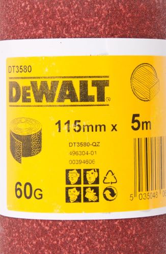 Rouleau de papier de verre DeWALT 5 m x 115 mm, P60 DT3580