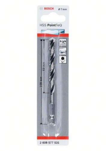 BOSCH Foret pour métal HSS PointTeQ HEX avec tige à 6 pans ; 7,0 mm (5 pièces) 2608577531