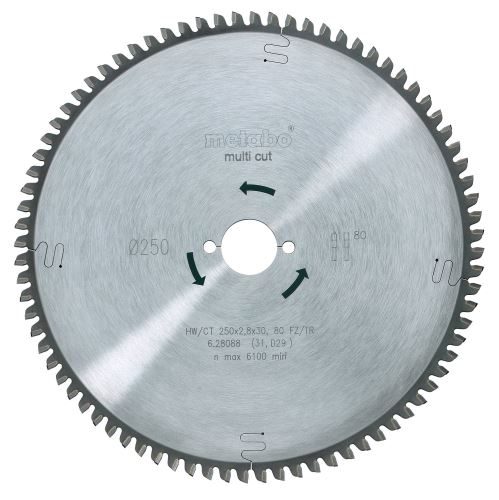 METABO Lame de scie "multi coupe - professionnelle", 250 x 30 mm, 80 dents, 5° nég 628088000