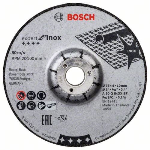 BOSCH Meule 76 × 4 × 10 mm, 2 pièces, Expert pour INOX A 30 Q INOX BF ; 76 mm ; 4 mm ; 10mm 2608601705