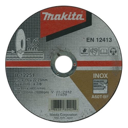 Disque à tronçonner en acier inoxydable MAKITA 115x1,6x22 mm B-45755