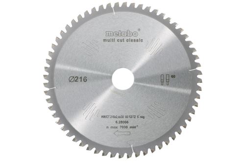 METABO Lame de scie HW/CT 216 x 30 mm, 60 dents 628066000