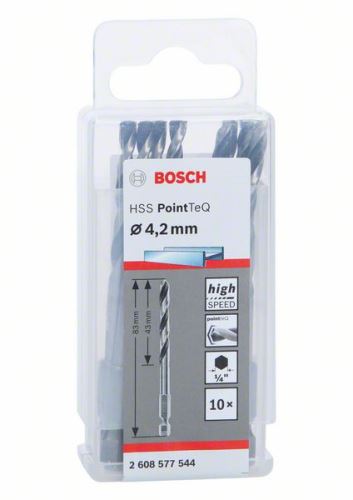 BOSCH Foret pour métal HSS PointTeQ HEX avec tige à 6 pans ; 4,2 mm 2608577544