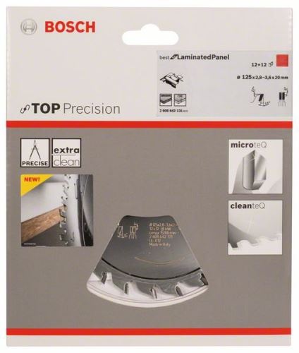 BOSCH Disque prédécoupé Panneau laminé Top Precision 125 x 20 x 2,8-3,6 mm, 12+12 2608642131