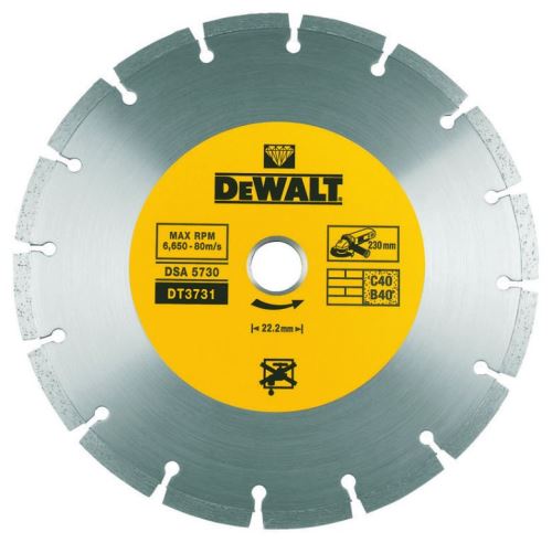 Disque à tronçonner béton et brique DeWALT DIA 115 x 22,2 mm DT3701