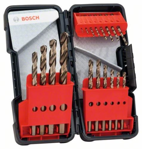 BOSCH Jeu de 18 forets à métaux Toughbox HSS-Co, DIN 338, 135° 1 ; 1,5 ; 2 ; 2,5 ; 3 ; 3,5 ; 4 ; 4,5 ; 5 ; 5,5 ; 6 ; 7; 8 ; 9 ; 10mm 2607017047