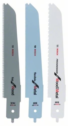 BOSCH Jeu de lames de scie pour scie multifonctionnelle Bosch PFZ 500 E, 3 pièces M 1142 H ; M 3456 SUP ; M 1122 FE 2608656934