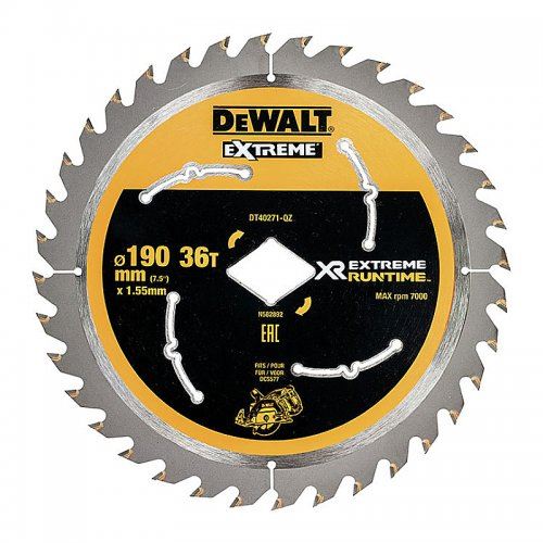 Lame de scie DeWALT 190 mm, 36 dents pour scies sans fil DT40271 DT40271