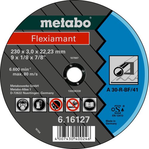 METABO Disque à tronçonner - acier-FLEXIAMANT 180x3,0x22,2 droit 616123000