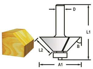 MAKITA Coupe-facettes/bordures avec tige à roulement 12 mm, 44,5x22,6x69 mm D-48717