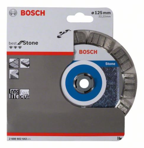 BOSCH Disque à tronçonner diamanté Best for Stone 125 x 22,23 x 2,2 x 12 mm 2608602642