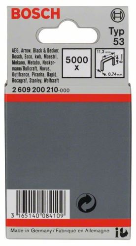 Agrafes agrafeuses à fil fin BOSCH, type 53 11,4 x 0,74 x 8 mm (5000 pièces) 2609200210