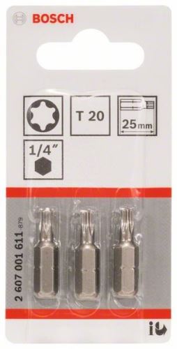 BOSCH Embout de tournevis extra dur Extra-Hart T20, 25 mm (3 pièces) 2607001611