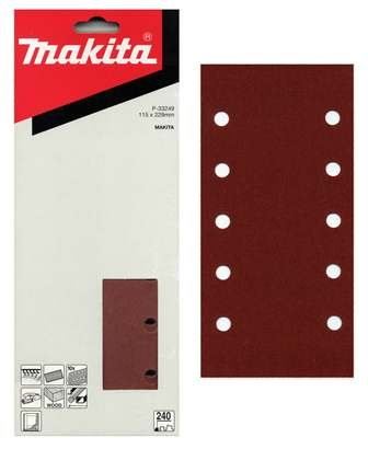 MAKITA papier abrasif Velcro 115x229 mm 10 trous K240, 10 pcs P-33249