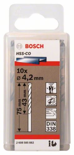 BOSCH Forets à métaux HSS-Co, DIN 338 4,2 x 43 x 75 mm (10 pièces) 2608585882