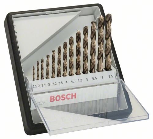 BOSCH Jeu de forets à métaux Robust Line HSS-Co, 13 pièces 1,5 ; 2 ; 2,5 ; 3 ; 3.2 ; 3,5 ; 4 ; 4,5 ; 4,8 ; 5 ; 5,5 ; 6 ; 6,5 mm 2607019926