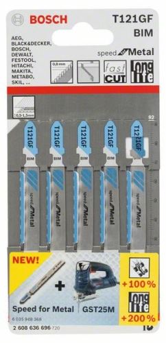 BOSCH Lame de scie pour scie alternative T 121 GF Speed for Metal (5 pcs) 2608636696