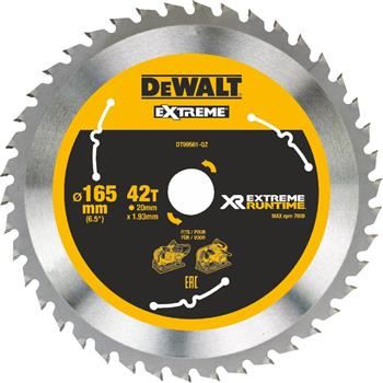 Lame de scie DeWALT (idéale pour les scies FLEXVOLT) 165 x 20 mm, 42 dents DT99561