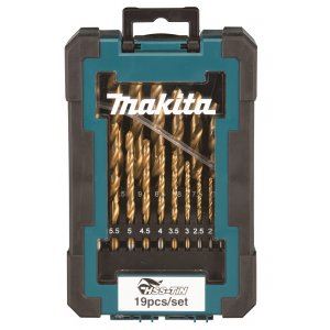 MAKITA jeu de forets à métaux HSS-TiN 1-10 mm (0,5 mm chacun), 19 pièces, paquet de 10 pièces D-72229-10