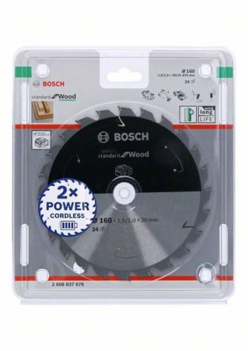 Lame de scie BOSCH pour scies sans fil ; Norme pour le bois 160x20/15,875x1,5/1,0x24T 2608837676