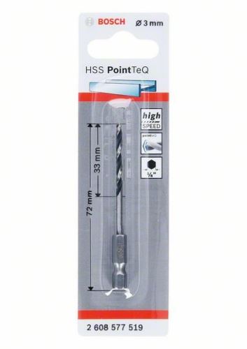 BOSCH Foret pour métal HSS PointTeQ HEX avec tige à 6 pans ; 3 mm (5 pièces) 2608577519