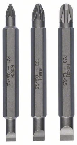 BOSCH Jeu de 3 lames double face PH1, PZ1, S 0,6x4,5 ; PH2, PZ2, S1,0x5,5 ; 60mm 2607001745