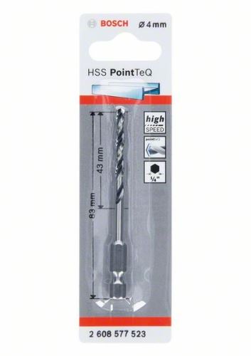 BOSCH Foret pour métal HSS PointTeQ HEX avec tige à 6 pans ; 4,0 mm (5 pièces) 2608577523