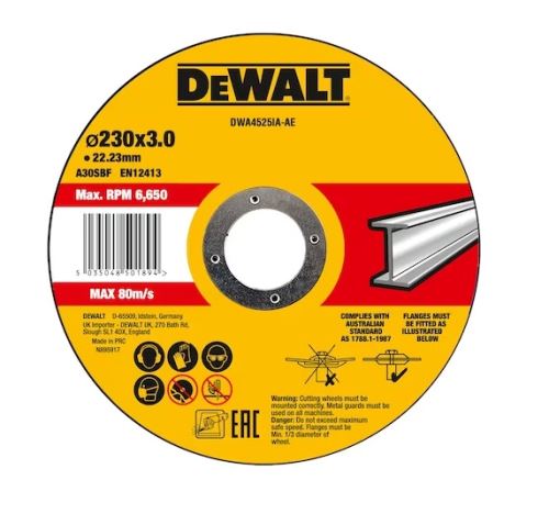 DeWALT Disque à tronçonner pour acier inoxydable 230 x 3 x 22,23 mm DWA4525SIA