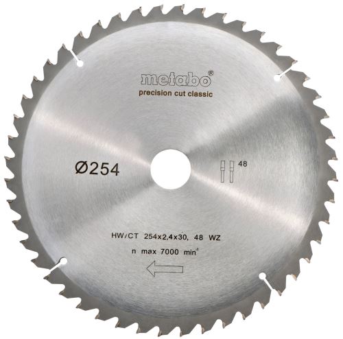 METABO Lame de scie HW/CT 254 x 30 mm, 48 dents, 5 nég 628061000