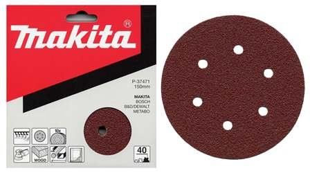 MAKITA papier abrasif Velcro 150 mm 6 trous K60, 10 pcs P-37487