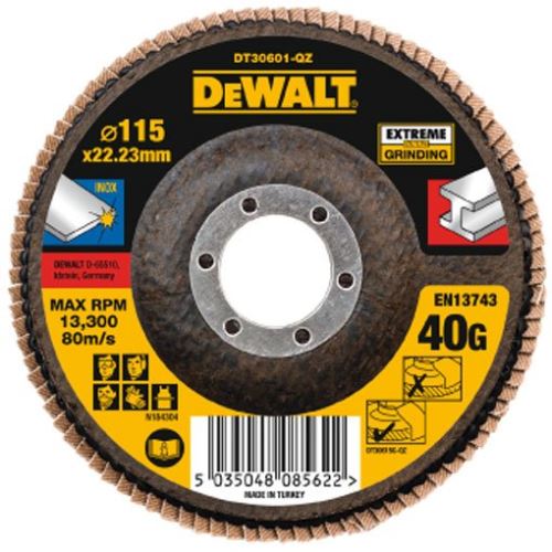 Disque à lamelles abrasif DeWALT Extreme pour métal plat 125 x 22,2 mm 40G DT30602